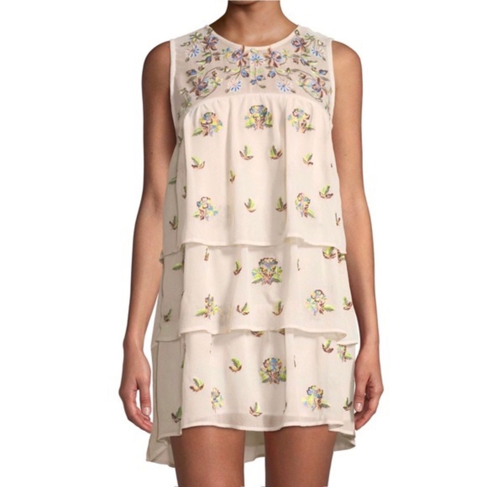 Free Generation Sleeveless Flowy Mini Ruffle Dress